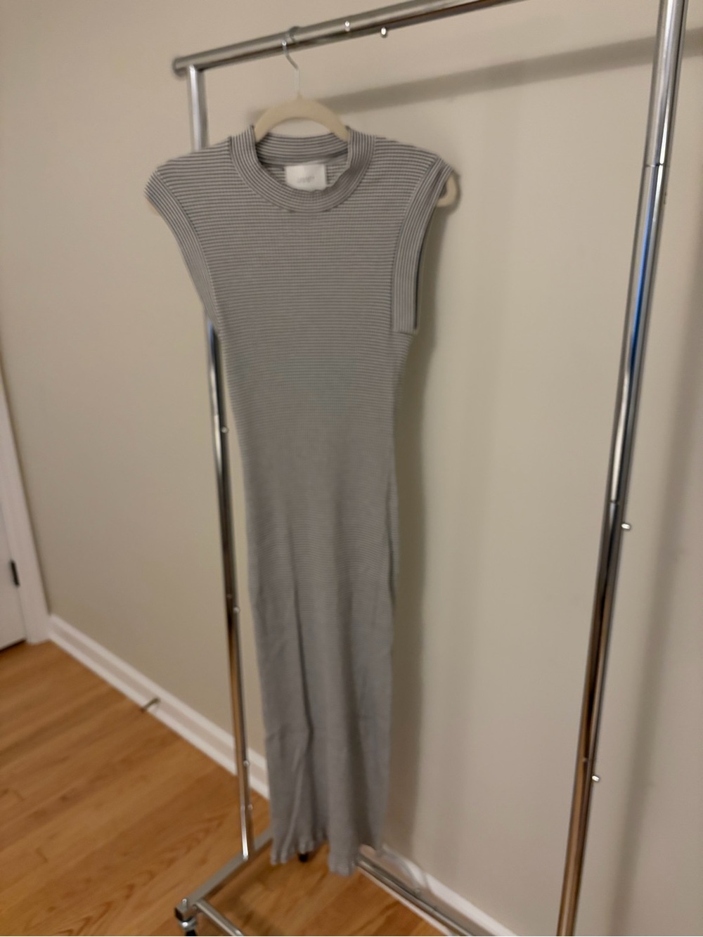Just Female Sleeveless Ribbed Maxi Dress in Light Gray